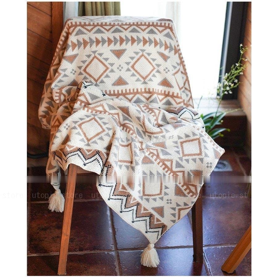 掛け やわらか フリンジ シングル ボヘミア風 綿 肌掛け タオルケット ニトリル繊維 おしゃれ