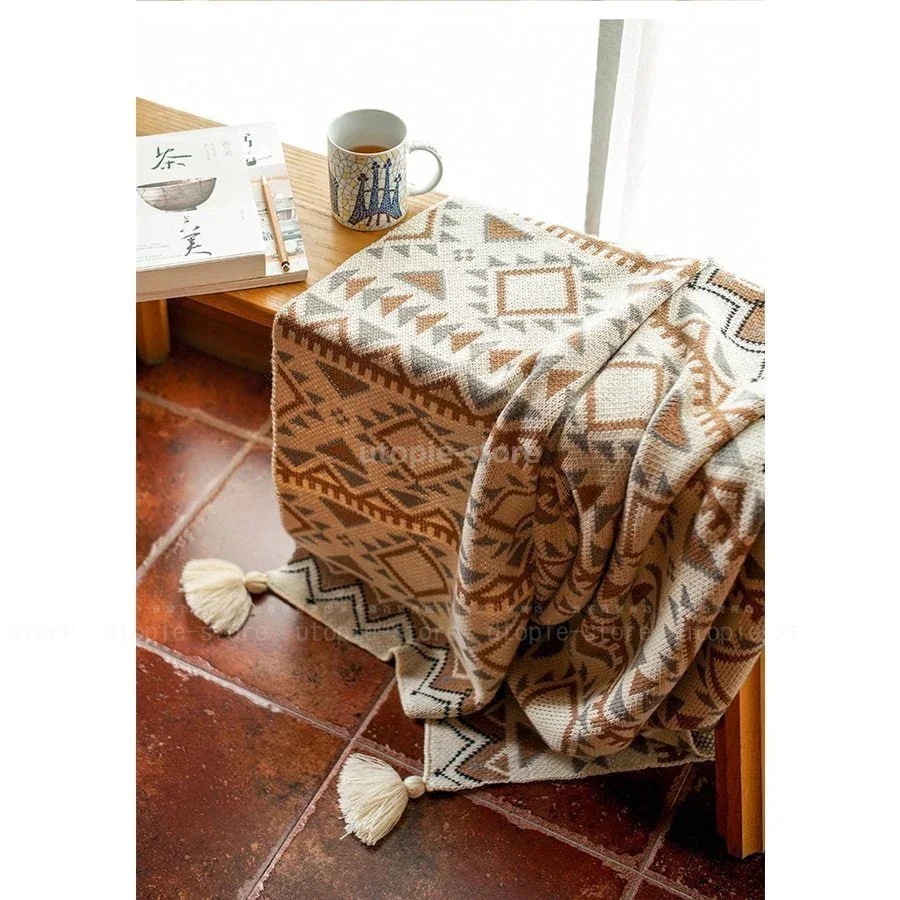 掛け やわらか フリンジ シングル ボヘミア風 綿 肌掛け タオルケット ニトリル繊維 おしゃれ