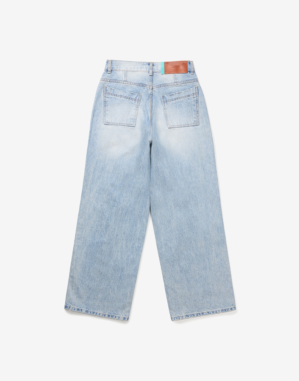 DAMAGE WIDE DENIM PANTS - LIGHT BLUE