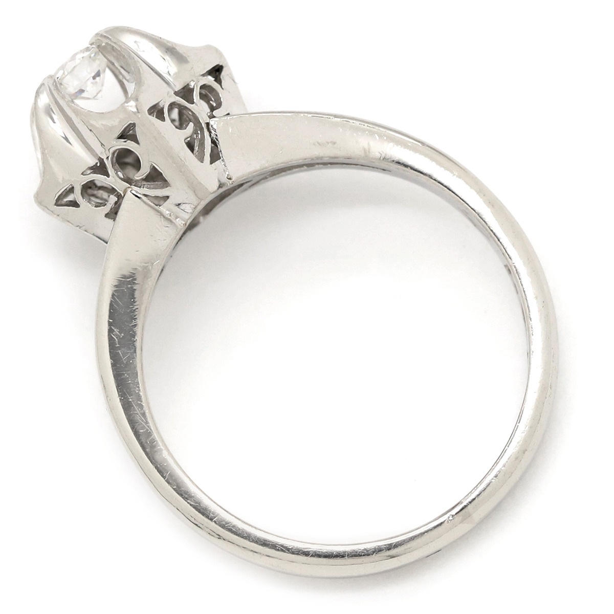 リング 指輪 ダイヤ 立爪リング Pt900 ダイヤモンド プラチナシルバー 1P フラワーモチーフ 7号【中古】