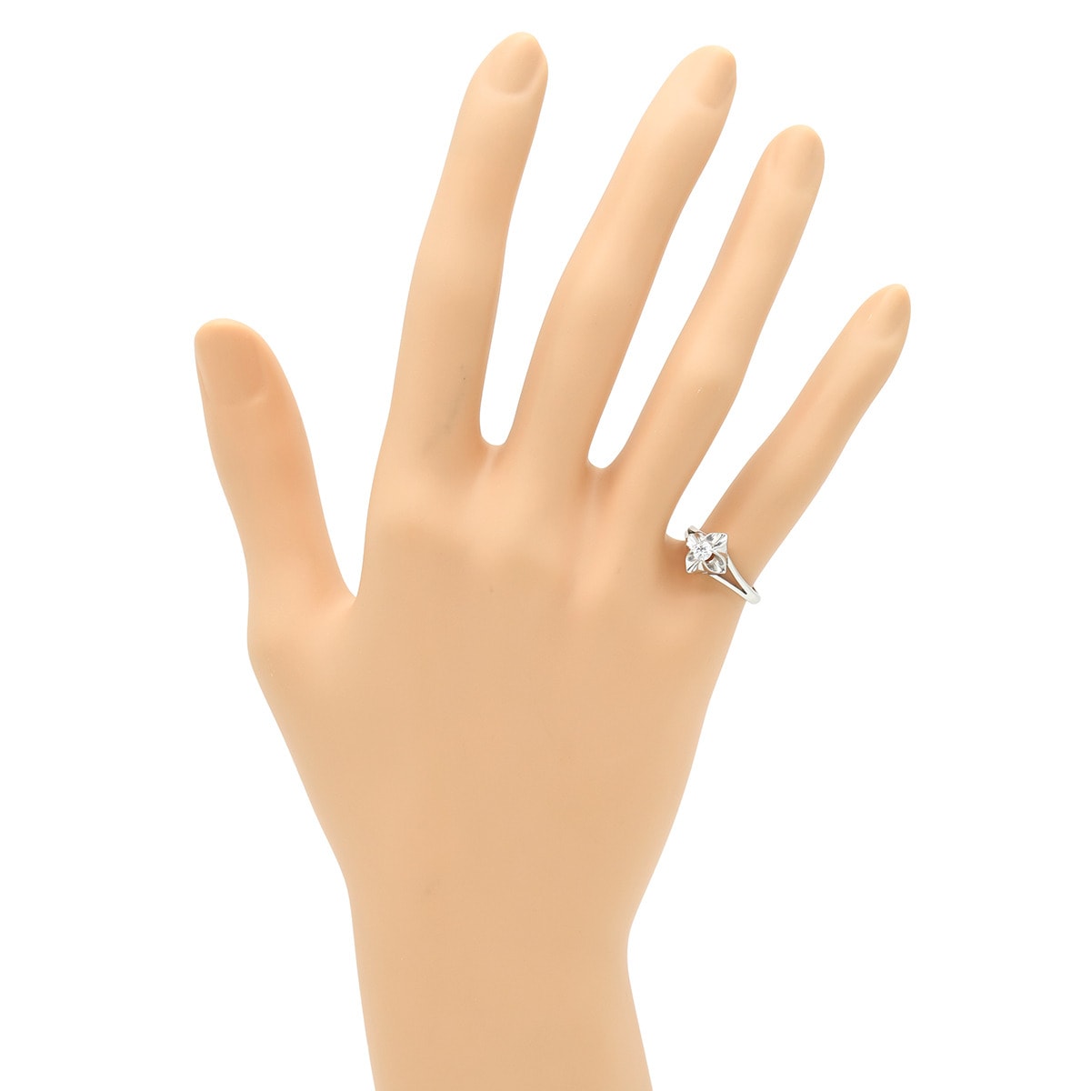 リング 指輪 ダイヤ 立爪リング Pt900 ダイヤモンド プラチナシルバー 1P フラワーモチーフ 7号【中古】