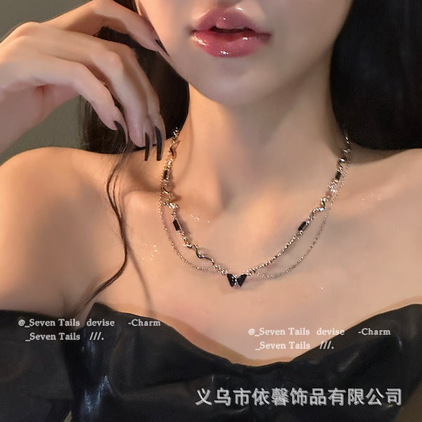 Qoo10] 暗黒ギャル風黒蝶ネックレス小衆デザイン秋