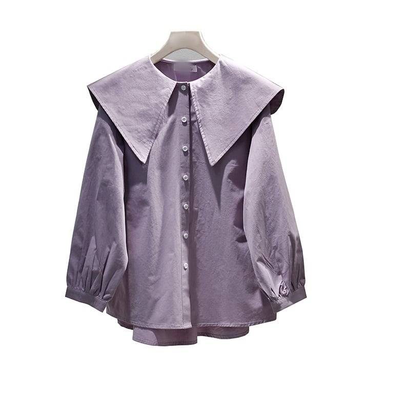 5color レディース トップス シャツブラウス シャツ ブラウス ビッグカラー セーラーカラー 無地 袖あり 長袖 ボリューム袖 シンプル 大人カジュアル カジュアル フェミニン ホワイト ブラッ 5color レディース トップス シャツブラウス シャツ ブラウス ビッグカラー セーラーカラー 無地 袖あり 長袖 ボリューム袖 シンプル 大人カジュアル カジュアル フェミニン ホワイト ブラッ