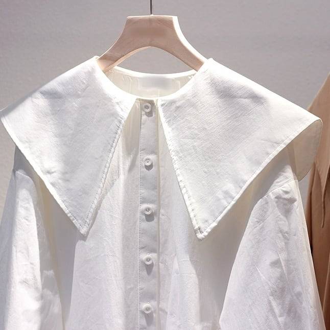 5color レディース トップス シャツブラウス シャツ ブラウス ビッグカラー セーラーカラー 無地 袖あり 長袖 ボリューム袖 シンプル 大人カジュアル カジュアル フェミニン ホワイト ブラッ 5color レディース トップス シャツブラウス シャツ ブラウス ビッグカラー セーラーカラー 無地 袖あり 長袖 ボリューム袖 シンプル 大人カジュアル カジュアル フェミニン ホワイト ブラッ