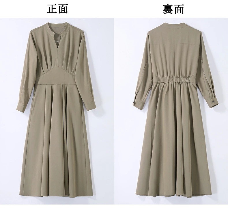 お財布に優しいワンピース レディース ロングワンピース 大きいサイズ 長袖 ミモレ丈 ハイウエスト aライン きれいめ エレガント 美シルエット 春 秋 体型カバー ゆったり おしゃれ シンプル カジ