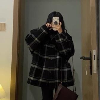 チェックコート ブラック アウター コート ブルゾン ジャケット スリム 細身 ストレート スマート チェックコート ブラック アウター コート ブルゾン ジャケット スリム 細身 ストレート スマート