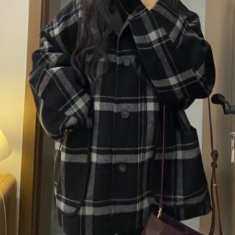 チェックコート ブラック アウター コート ブルゾン ジャケット スリム 細身 ストレート スマート チェックコート ブラック アウター コート ブルゾン ジャケット スリム 細身 ストレート スマート