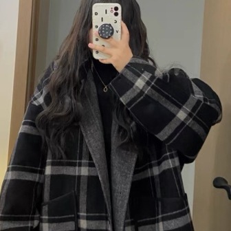 チェックコート ブラック アウター コート ブルゾン ジャケット スリム 細身 ストレート スマート チェックコート ブラック アウター コート ブルゾン ジャケット スリム 細身 ストレート スマート