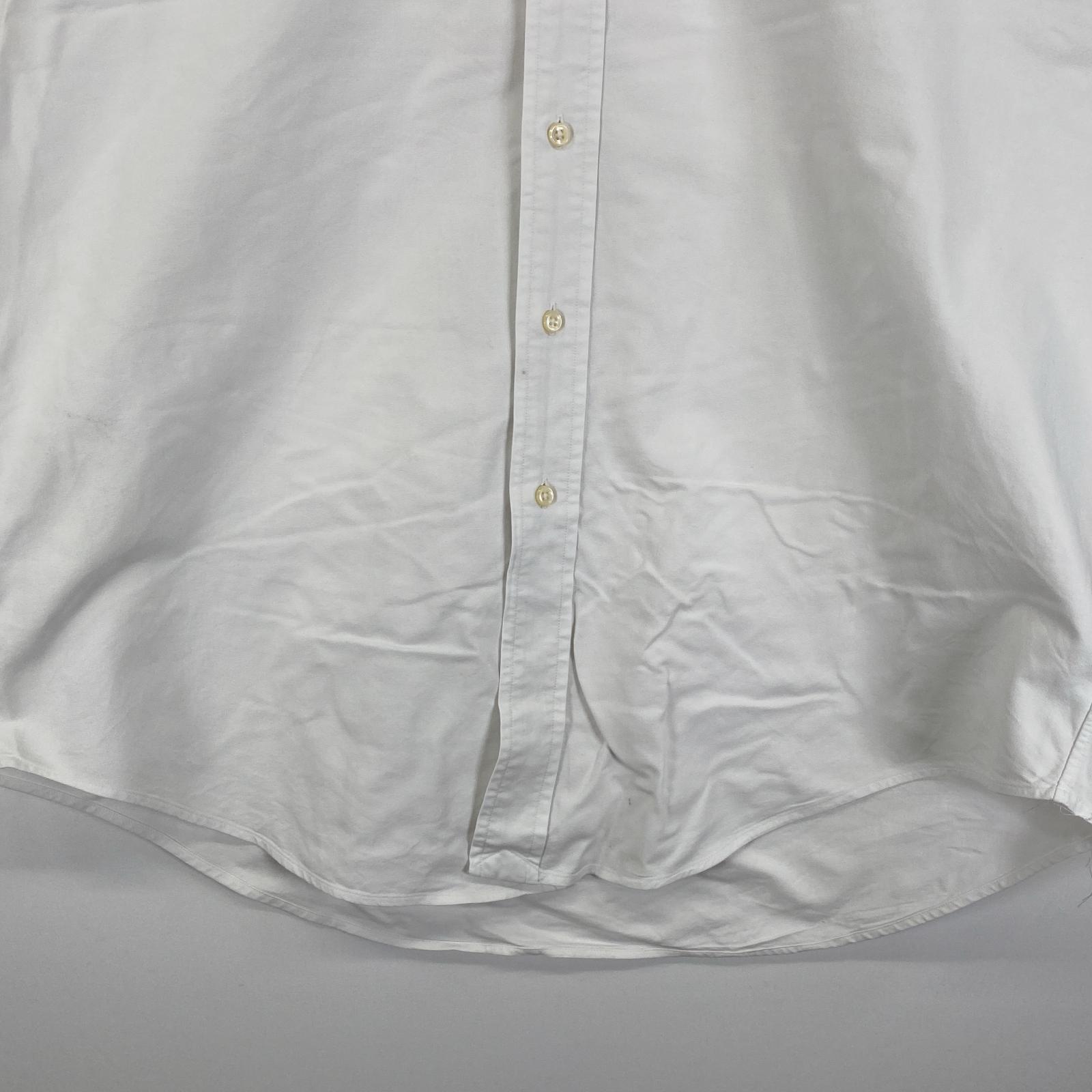 古着 長袖シャツ ボタンダウン ワンポイントロゴ刺繍 16 L ホワイト 無地 メンズ 古着 長袖シャツ ボタンダウン ワンポイントロゴ刺繍 16 L ホワイト 無地 メンズ