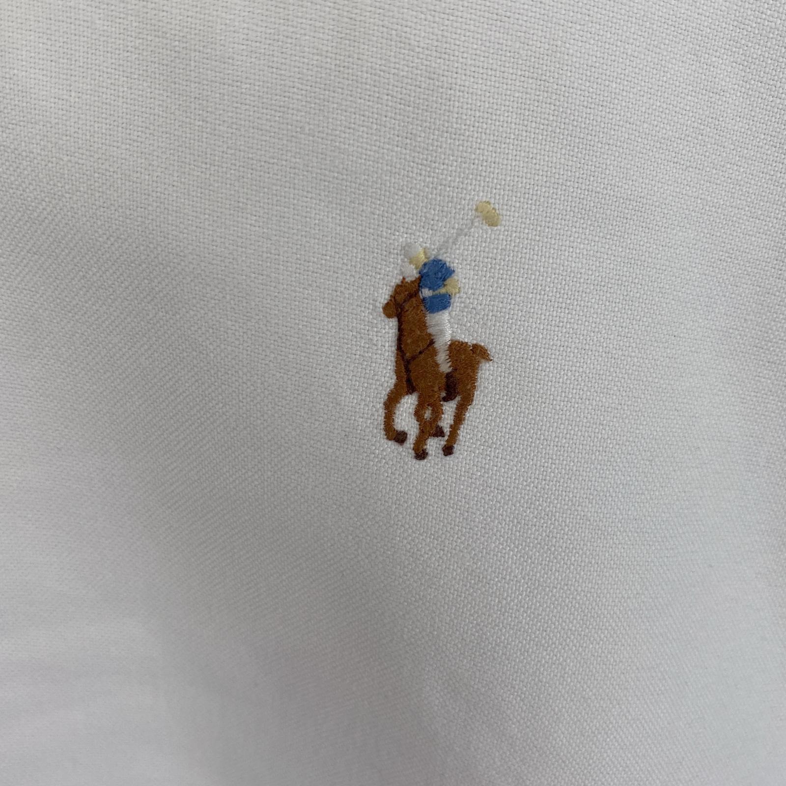 古着 長袖シャツ ボタンダウン ワンポイントロゴ刺繍 16 L ホワイト 無地 メンズ 古着 長袖シャツ ボタンダウン ワンポイントロゴ刺繍 16 L ホワイト 無地 メンズ