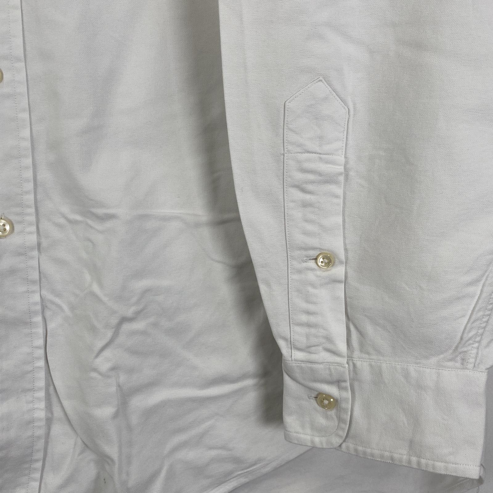 古着 長袖シャツ ボタンダウン ワンポイントロゴ刺繍 16 L ホワイト 無地 メンズ 古着 長袖シャツ ボタンダウン ワンポイントロゴ刺繍 16 L ホワイト 無地 メンズ