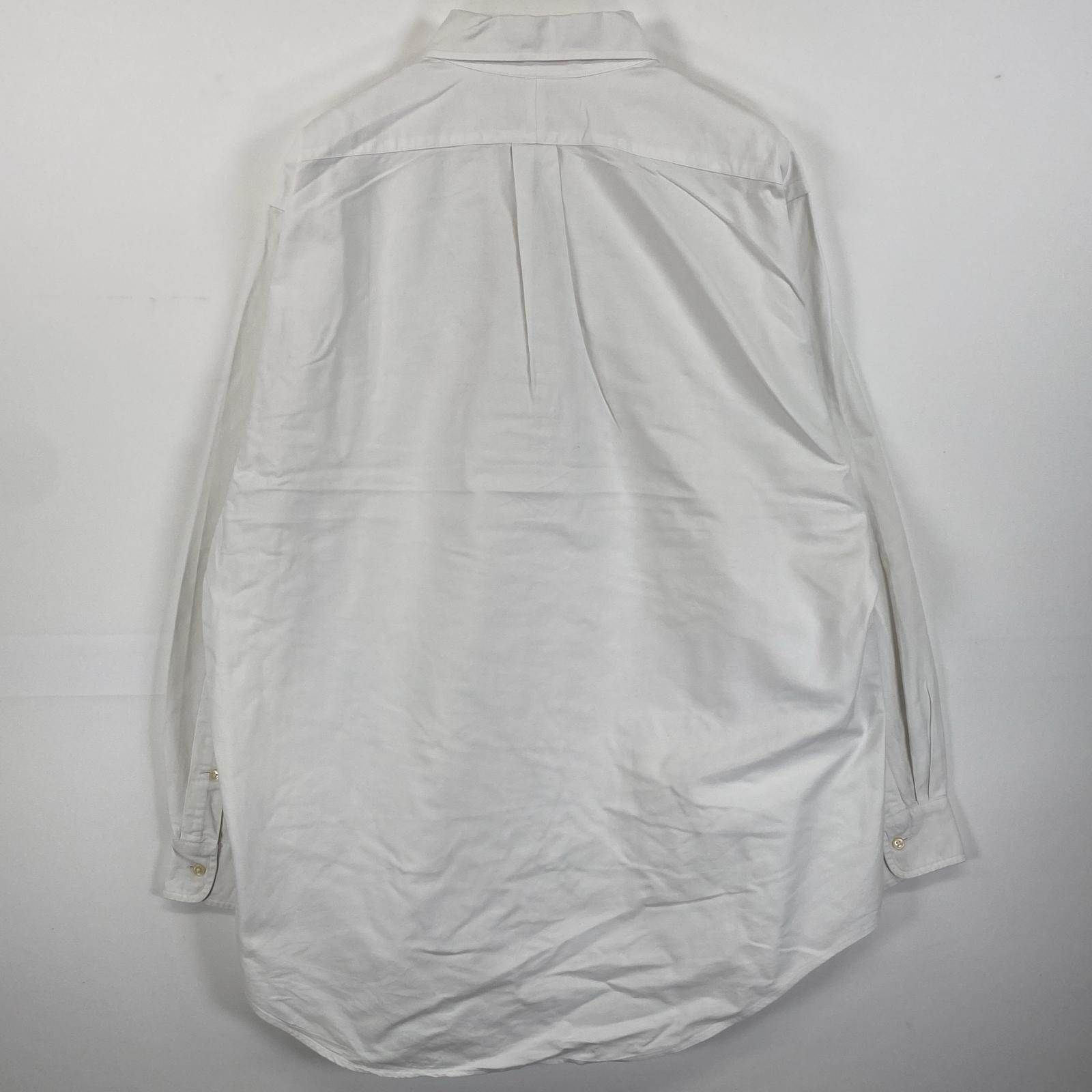 古着 長袖シャツ ボタンダウン ワンポイントロゴ刺繍 16 L ホワイト 無地 メンズ 古着 長袖シャツ ボタンダウン ワンポイントロゴ刺繍 16 L ホワイト 無地 メンズ