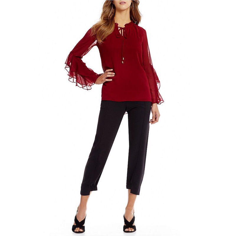 ギブソンアンドラティマー レディース トップス ブラウス・シャツ【Gibson & Latimer Long Sleeve Tie Front Top】Crimson ギブソンアンドラティマー レディース トップス ブラウス・シャツ【Gibson & Latimer Long Sleeve Tie Front Top】Crimson