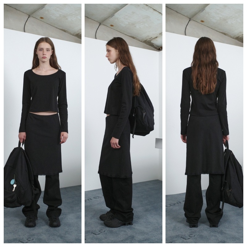 Tシャツ・カットソー LOW CLASSIC : 24FW / ORGANIC SILKET SCOOP NECK T-SHIRT LOW CLASSIC】 ORGANIC SILKET SCOOP NECK T-SHIRT : 2COLORS T
