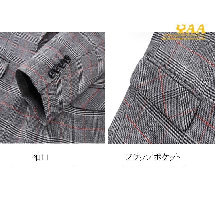 3ピーススーツ 入学式 スリーピース スリーピー 1つボタン チェック柄 細身 スーツ 秋 メンズ