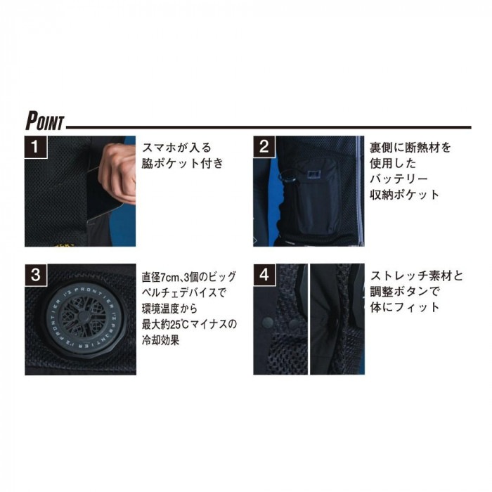 アイズフロンティア インナーベスト 冷却BIGペルチェセット 98 ブラックキャラクター L PSBP1073
