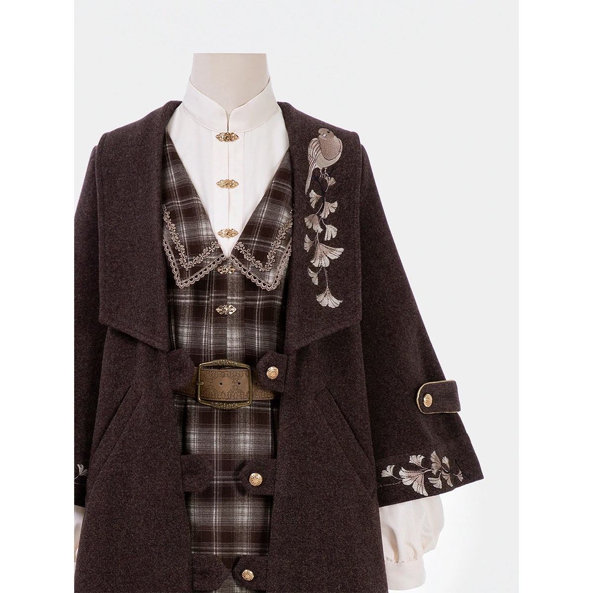 【フルセット】銀杏詞新韓国秋冬シャツワンピース毛コートセット