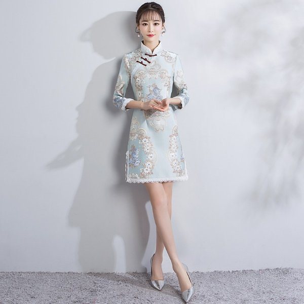 チャイナドレス チャイナドレ... : レディース服 ショート丈 在庫低価