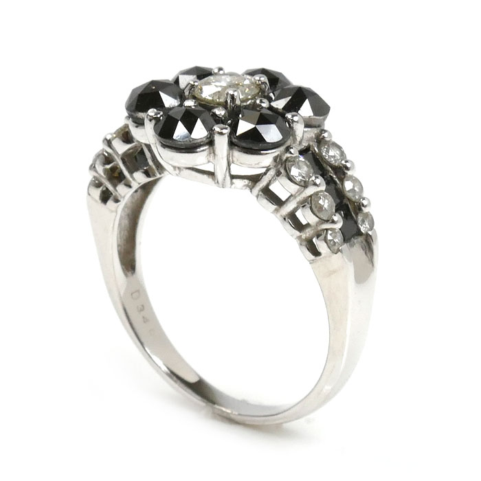 K18WG ホワイトゴールド リング・指輪 ダイヤモンド3.40ct 16号 6.7g ブラックダイヤモンド レディース 中古 美品 K18WG ホワイトゴールド リング・指輪 ダイヤモンド3.40ct 16号 6.7g ブラックダイヤモンド レディース 中古 美品