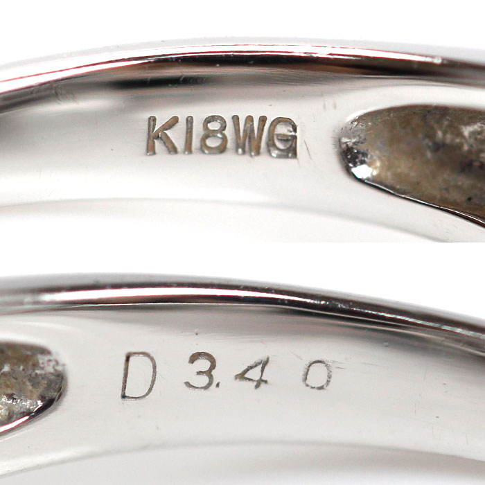 K18WG ホワイトゴールド リング・指輪 ダイヤモンド3.40ct 16号 6.7g ブラックダイヤモンド レディース 中古 美品 K18WG ホワイトゴールド リング・指輪 ダイヤモンド3.40ct 16号 6.7g ブラックダイヤモンド レディース 中古 美品