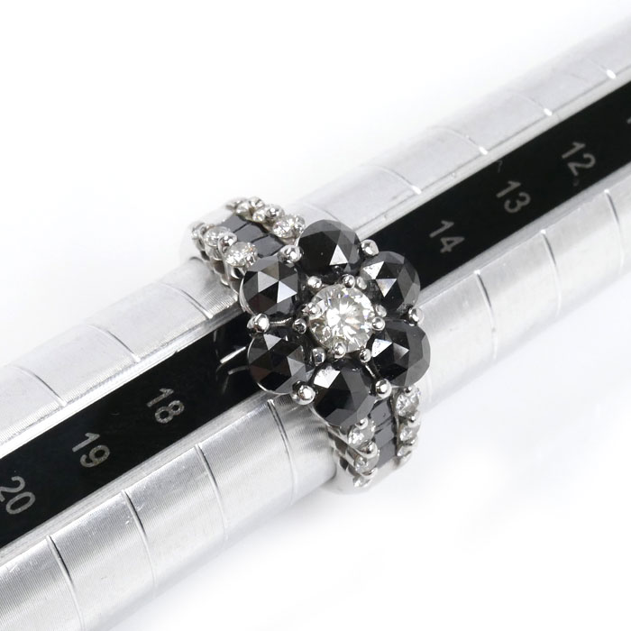 K18WG ホワイトゴールド リング・指輪 ダイヤモンド3.40ct 16号 6.7g ブラックダイヤモンド レディース 中古 美品 K18WG ホワイトゴールド リング・指輪 ダイヤモンド3.40ct 16号 6.7g ブラックダイヤモンド レディース 中古 美品