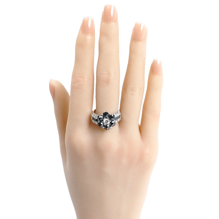 K18WG ホワイトゴールド リング・指輪 ダイヤモンド3.40ct 16号 6.7g ブラックダイヤモンド レディース 中古 美品 K18WG ホワイトゴールド リング・指輪 ダイヤモンド3.40ct 16号 6.7g ブラックダイヤモンド レディース 中古 美品