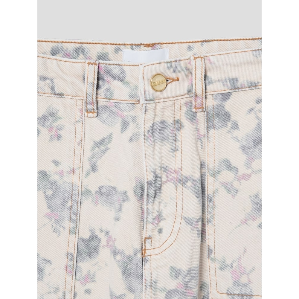 Ganni(ガニー)デニム パンツ ボトム プリント柄 Qoo10 ガニー GANNI プリントデニムアンギ フラワ