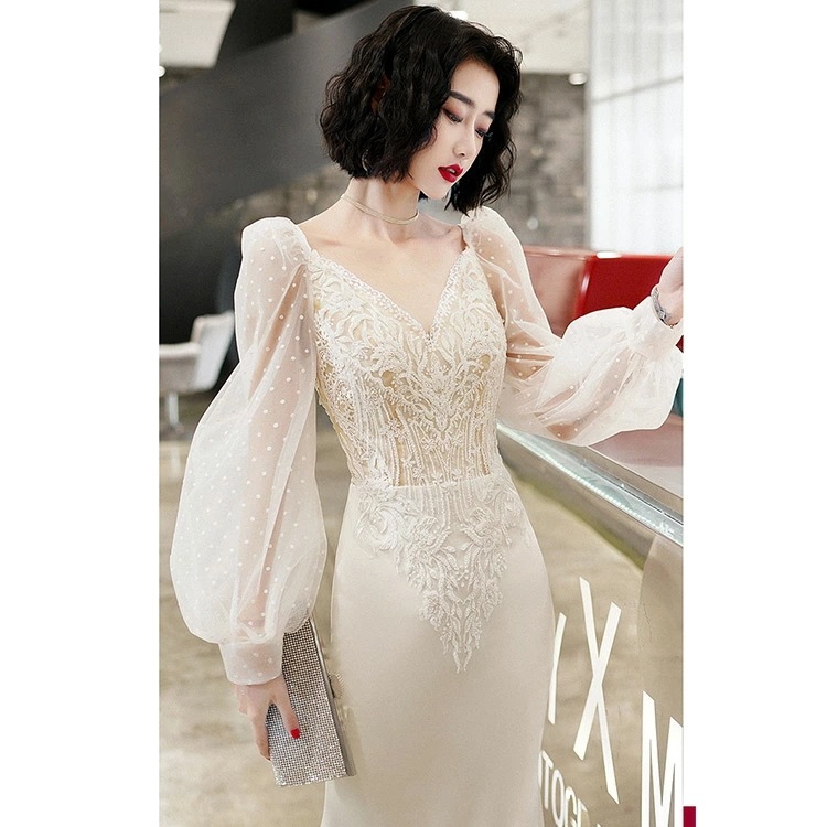 爆売れ中マーメイドドレス 白 Vネック 長袖 イブニングドレス パフスリーブ ドット チュール袖 透かし袖 ホワイトドレス サテン レース ロングドレス マーメイドライン 発表会ドレス 二次会ドレス 爆売れ中マーメイドドレス 白 Vネック 長袖 イブニングドレス パフスリーブ ドット チュール袖 透かし袖 ホワイトドレス サテン レース ロングドレス マーメイドライン 発表会ドレス 二次会ドレス