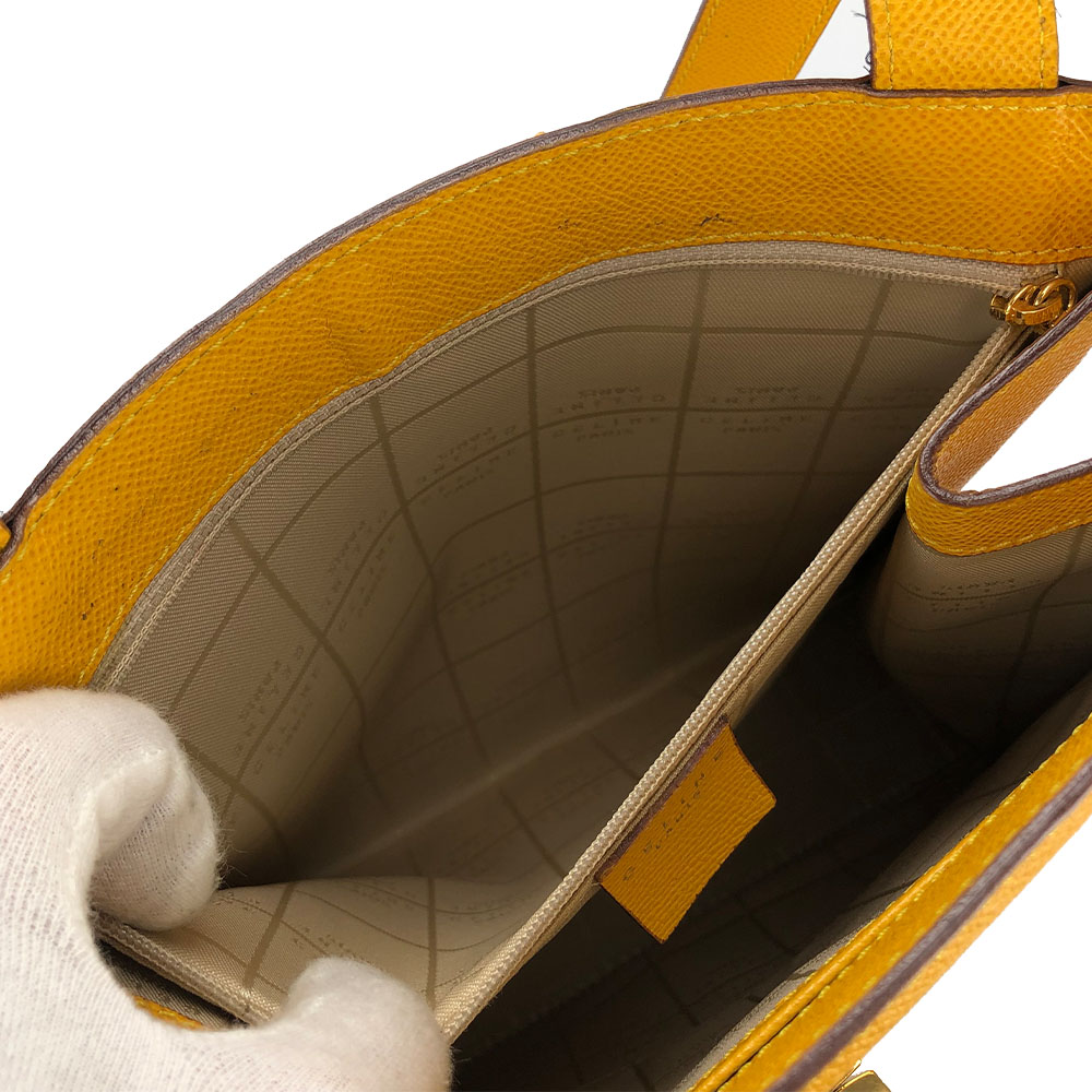 中古 CELINE セリーヌ ショルダーバッグ イエロー 型押し レザー 革