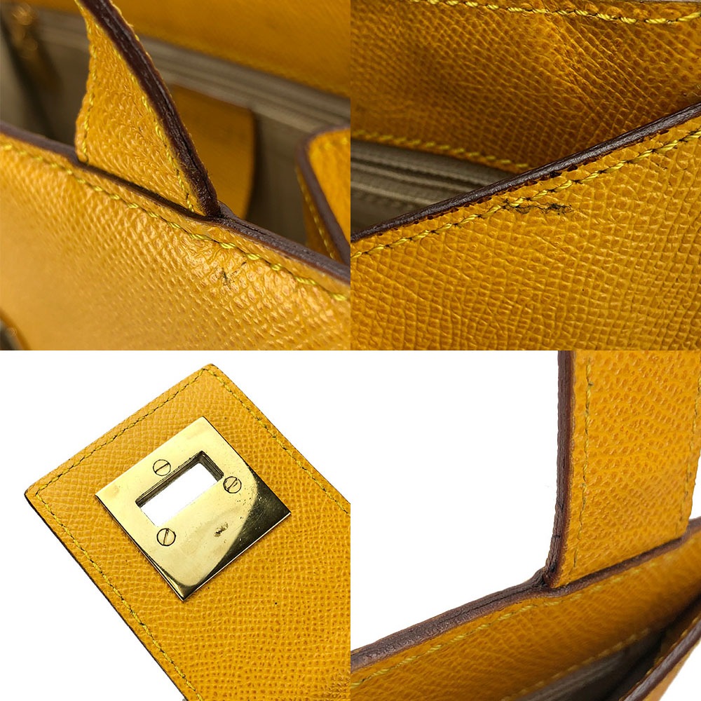 中古 CELINE セリーヌ ショルダーバッグ イエロー 型押し レザー 革