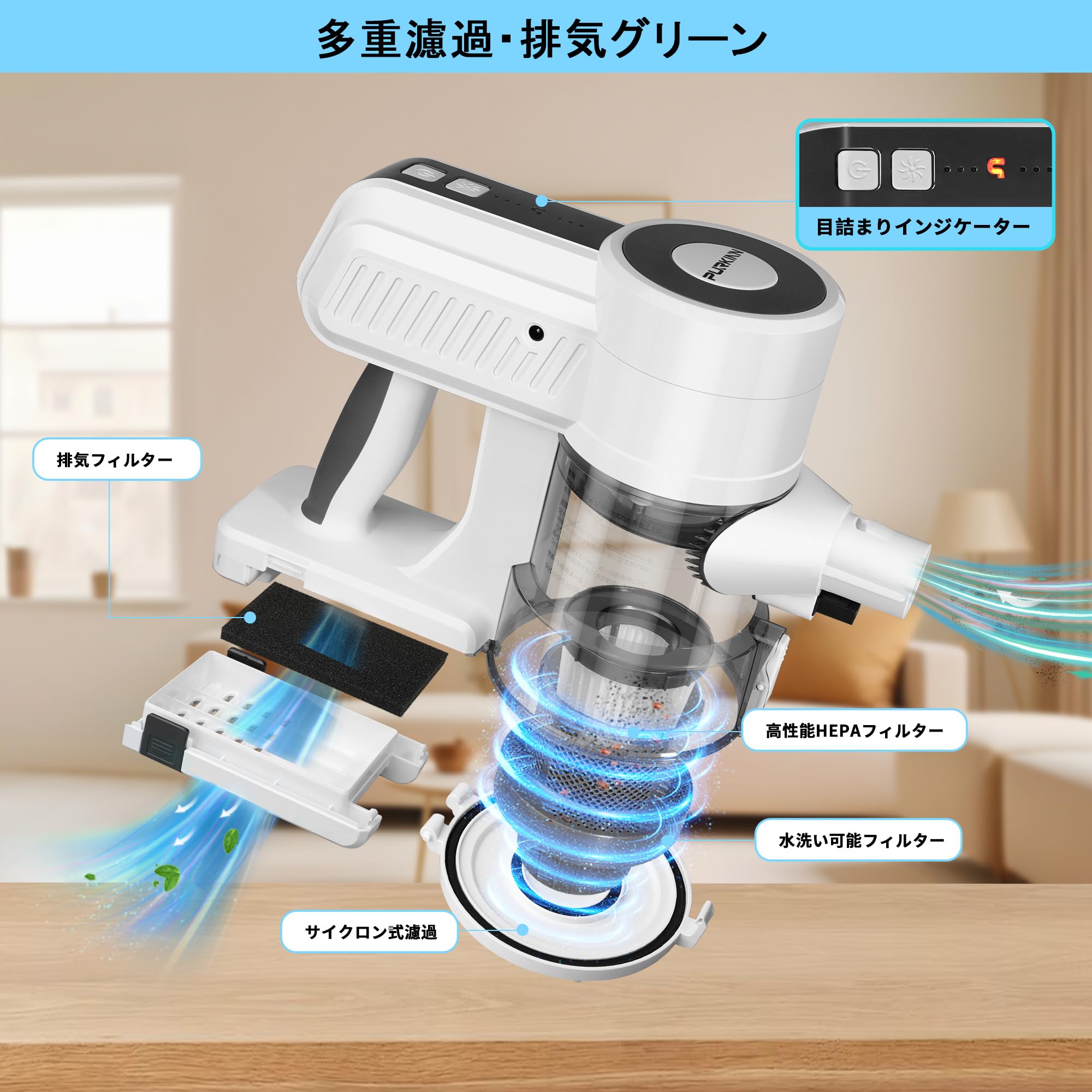 掃除機 コードレス【28000pa 強力吸引 革新モデル】コードレス