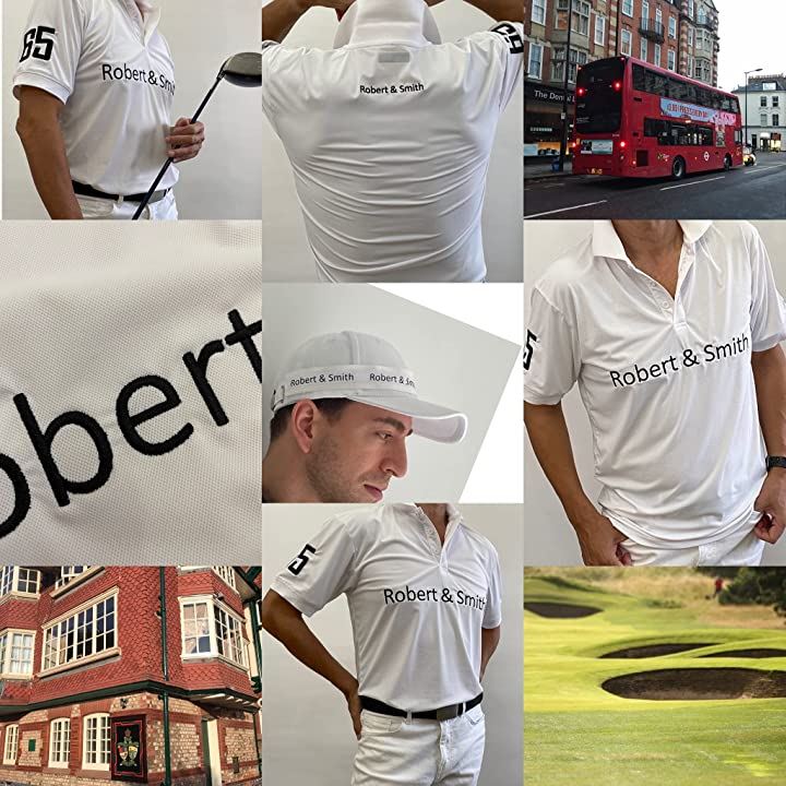 ロバート・アンド・スミス ポロシャツ 機能素材 ゴルフ ウエア 半袖メンズ(ホワイト, M)