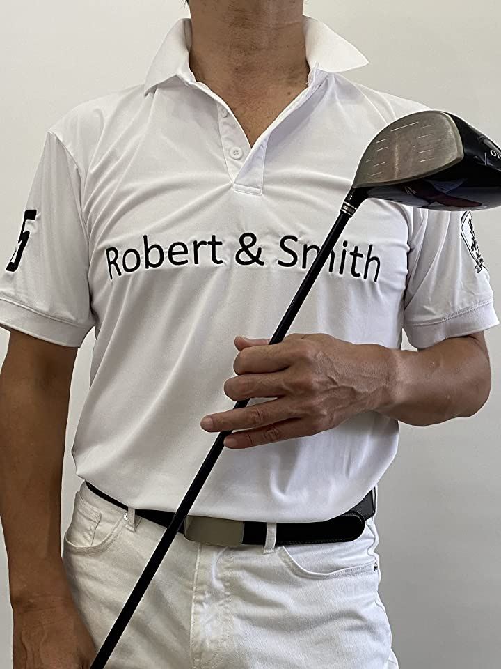 ロバート・アンド・スミス ポロシャツ 機能素材 ゴルフ ウエア 半袖メンズ(ホワイト, M)