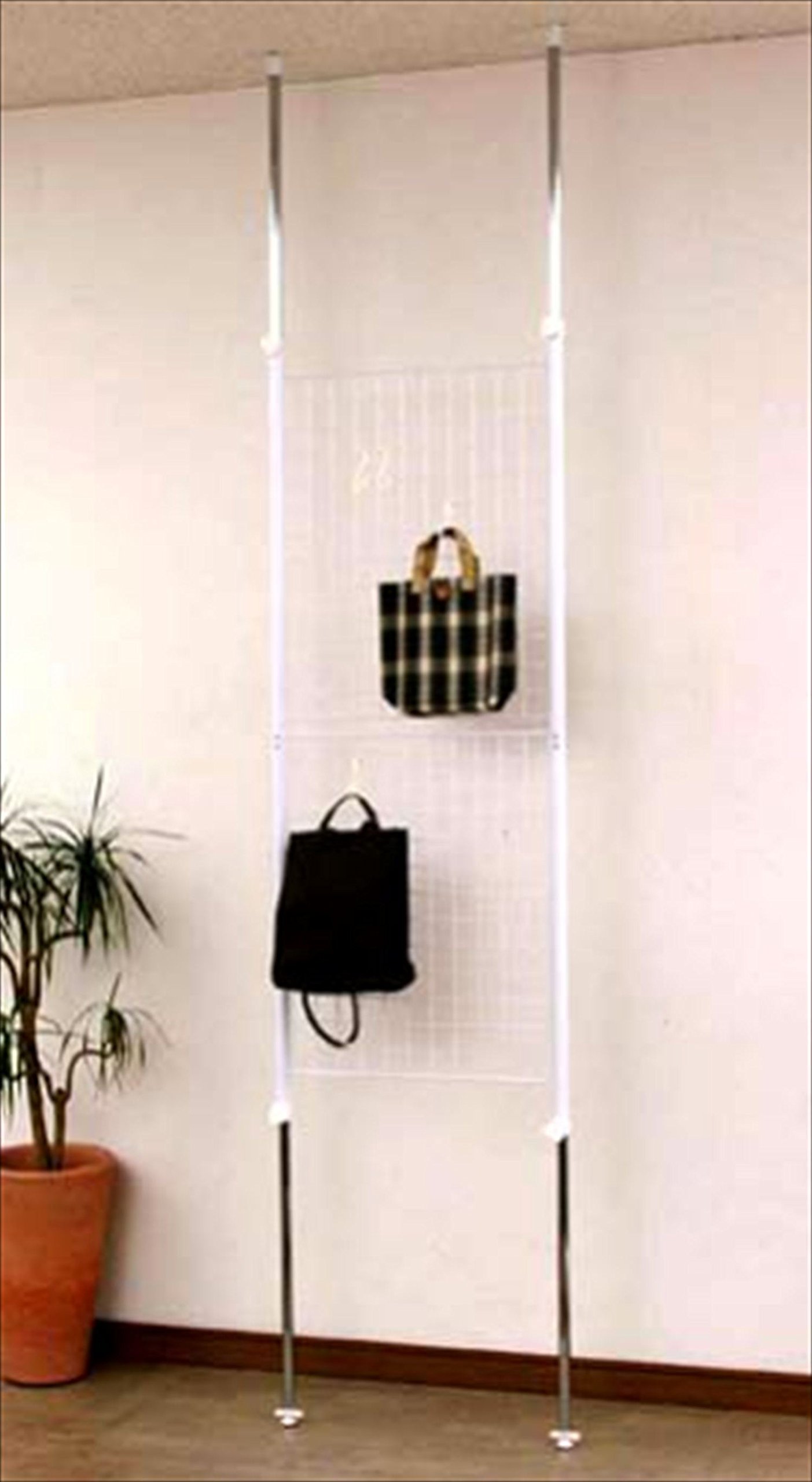 山善(YAMAZEN) 突っ張り パーテーション (ワイヤータイプ) 幅60×奥行5×高さ166.5-295.5cm (フック4個付き) 壁掛け 収納 壁面収納 天井 間仕切り 組立品 ホワイト SP 山善(YAMAZEN) 突っ張り パーテーション (ワイヤータイプ) 幅60×奥行5×高さ166.5-295.5cm (フック4個付き) 壁掛け 収納 壁面収納 天井 間仕切り 組立品 ホワイト SP