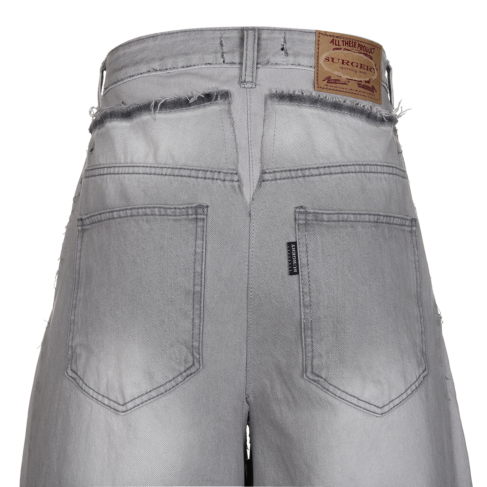 【SURGERY】remake denim bermuda pants grey denim SURGERY【SURGERY】 SURGERY REMAKE DENIM BERMUDA PANTS : GREY