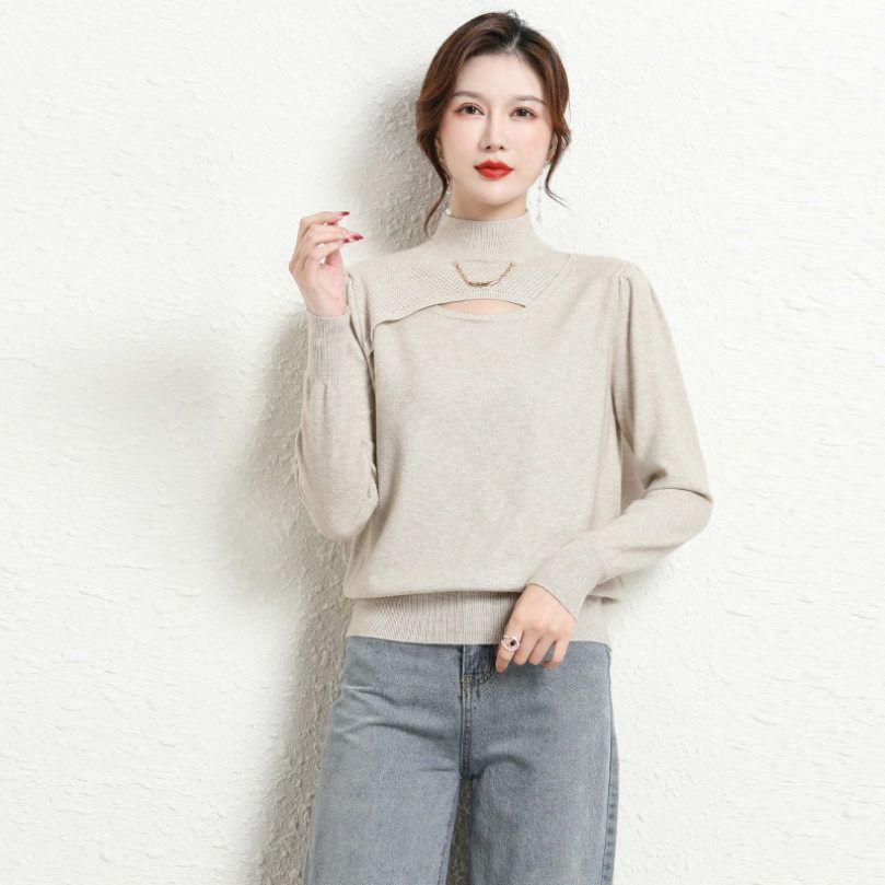 クーポン セーター ハイネック レディース ニット トップス タートルネック 秋冬 暖かい 大人 無地 おしゃれ Tシャツ 日常 カワイイ 着回し カシュクール リブニット スタンドカラー 高伸縮 エ