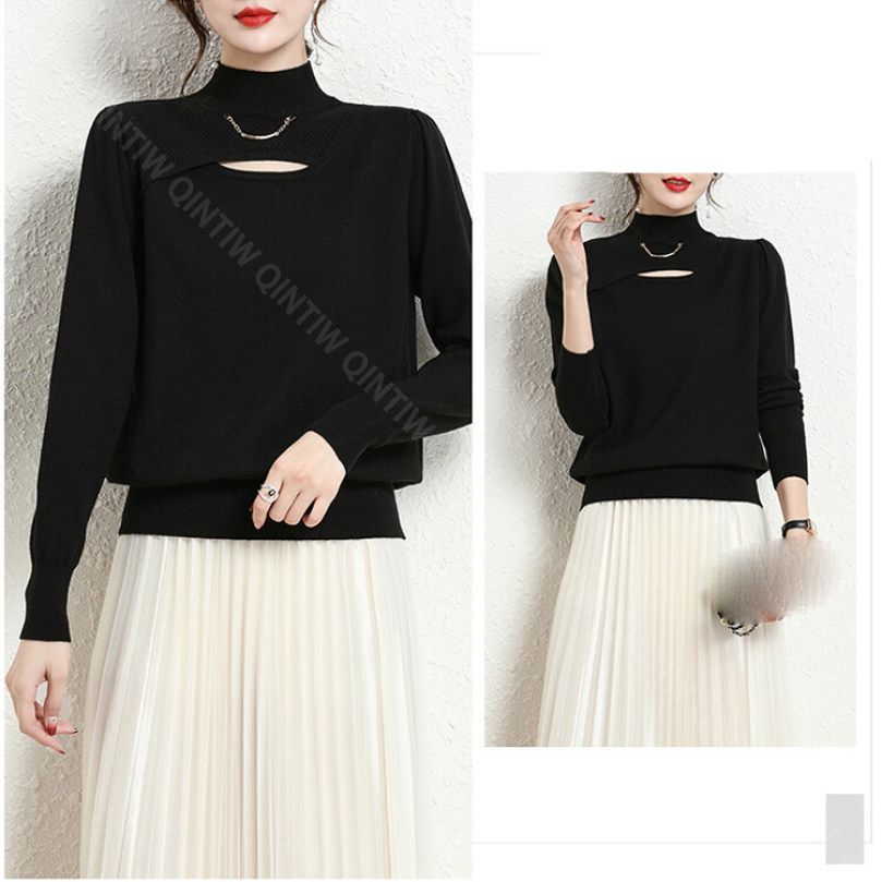 クーポン セーター ハイネック レディース ニット トップス タートルネック 秋冬 暖かい 大人 無地 おしゃれ Tシャツ 日常 カワイイ 着回し カシュクール リブニット スタンドカラー 高伸縮 エ