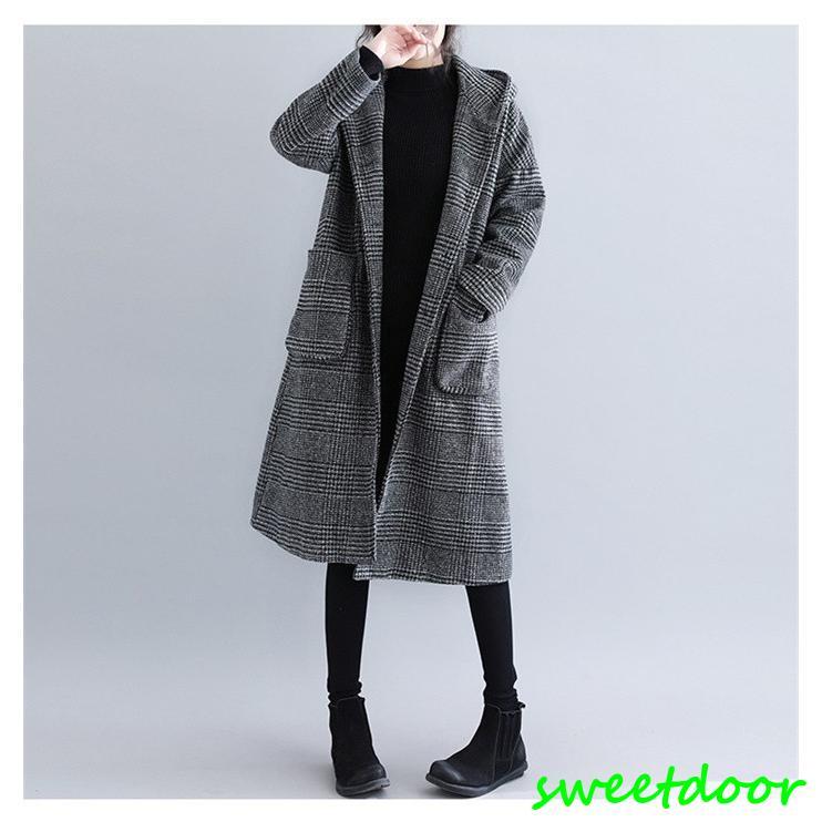 グレンチェック コート チェスターコート レディース ロングコート フード付き アウター チェック柄 上着 ゆったり 大きいサイズ 秋 冬 グレンチェック コート チェスターコート レディース ロングコート フード付き アウター チェック柄 上着 ゆったり 大きいサイズ 秋 冬