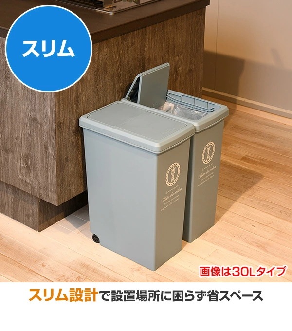 2個セット ゴミ箱 45リットル ふた付き おしゃれ スリム スライドペール