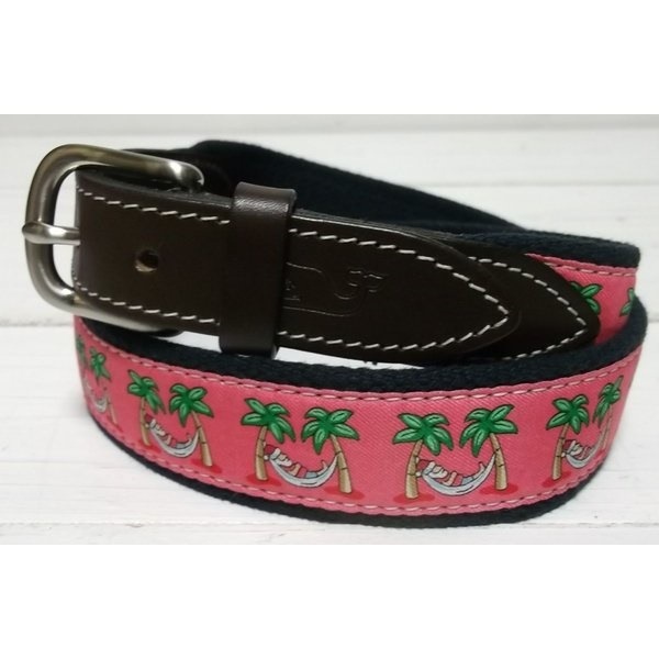 ヴィニヤードヴァインズ 本革製 レザー 布ベルト アメリカ製 ピンク vineyard vines VV4-047