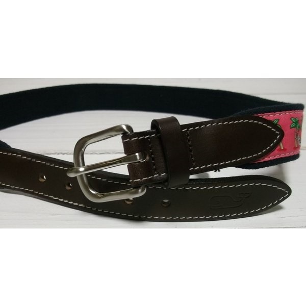 ヴィニヤードヴァインズ 本革製 レザー 布ベルト アメリカ製 ピンク vineyard vines VV4-047