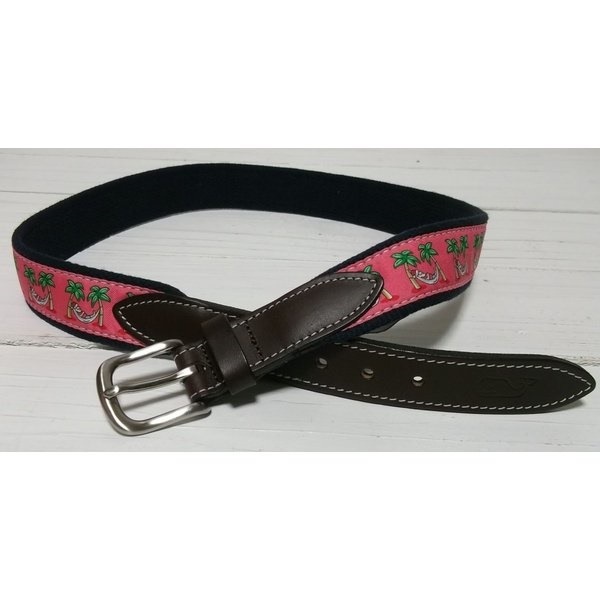 ヴィニヤードヴァインズ 本革製 レザー 布ベルト アメリカ製 ピンク vineyard vines VV4-047