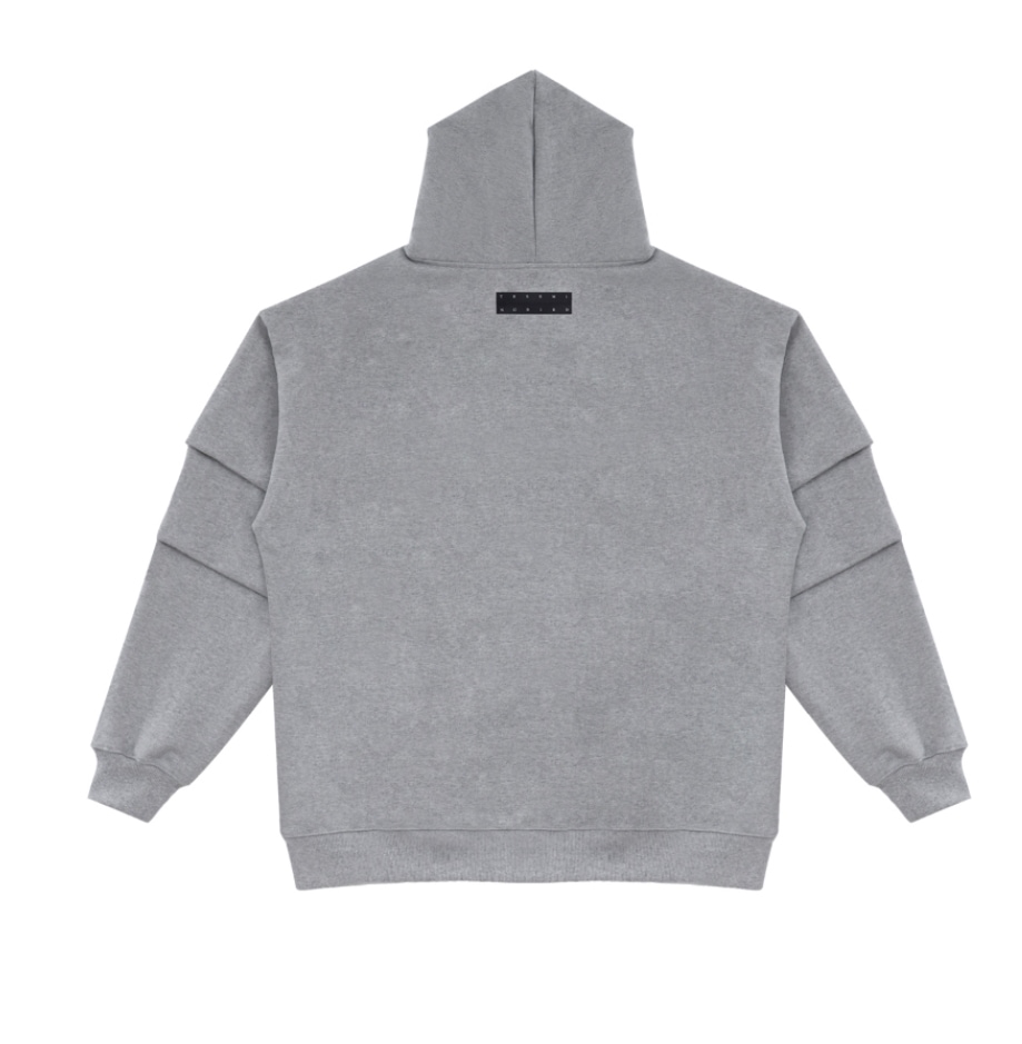 【TREEMINGBIRD】 TMB SQUARE LOGO SWEAT HOODIE ZIP-UP : GRAY
