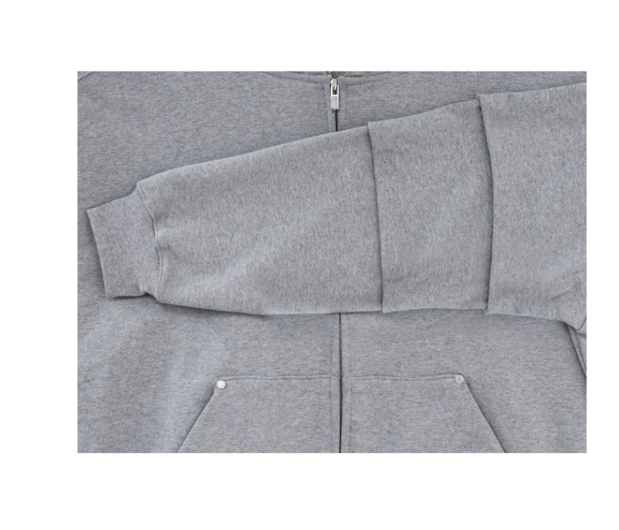 【TREEMINGBIRD】 TMB SQUARE LOGO SWEAT HOODIE ZIP-UP : GRAY