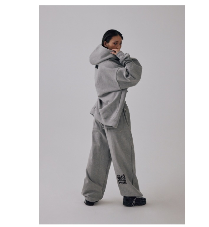 【TREEMINGBIRD】 TMB SQUARE LOGO SWEAT HOODIE ZIP-UP : GRAY