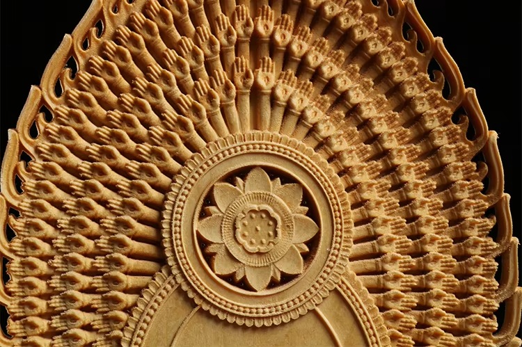 手作り千手観音 仏像 蓮華座付き 木製 日本風 優雅な仏像 装飾 手作り千手観音 仏像 蓮華座付き 木製 日本風 優雅な仏像 装飾