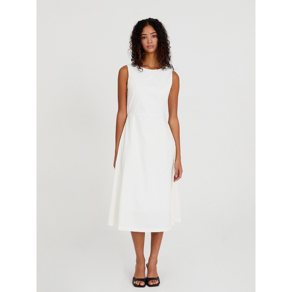 HAVELESS ノースリーブ 無地 ミモレ丈 ノースリーブ ワンピース