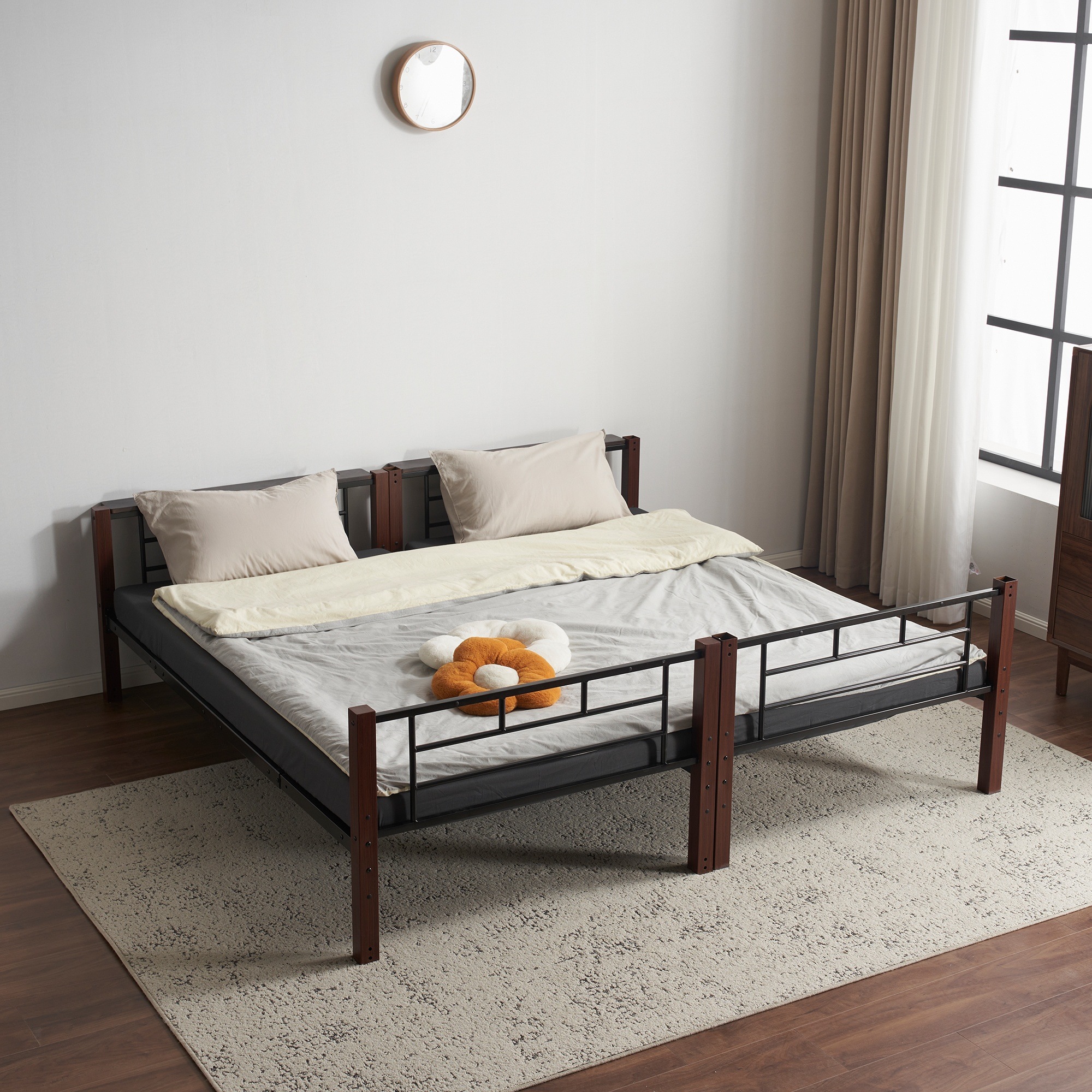 高さ150cm】 ロフトベッド パイプベッド シングル ロータイプ 分割可能