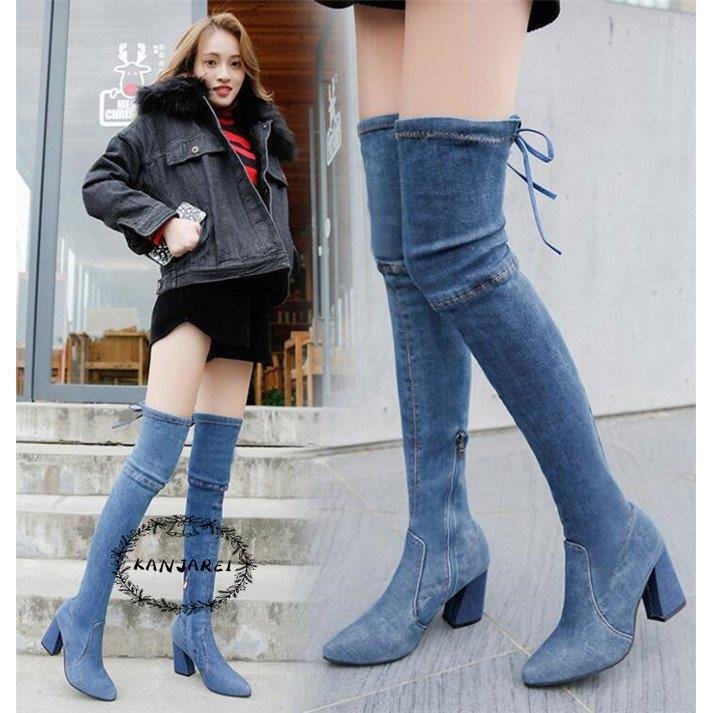 ブーツ レディース デニム ロングブーツ デニムブーツ スーパーロング ハイヒール 美脚 秋 冬 シ ブーツ レディース デニム ロングブーツ デニムブーツ スーパーロング ハイヒール 美脚 秋 冬 シ