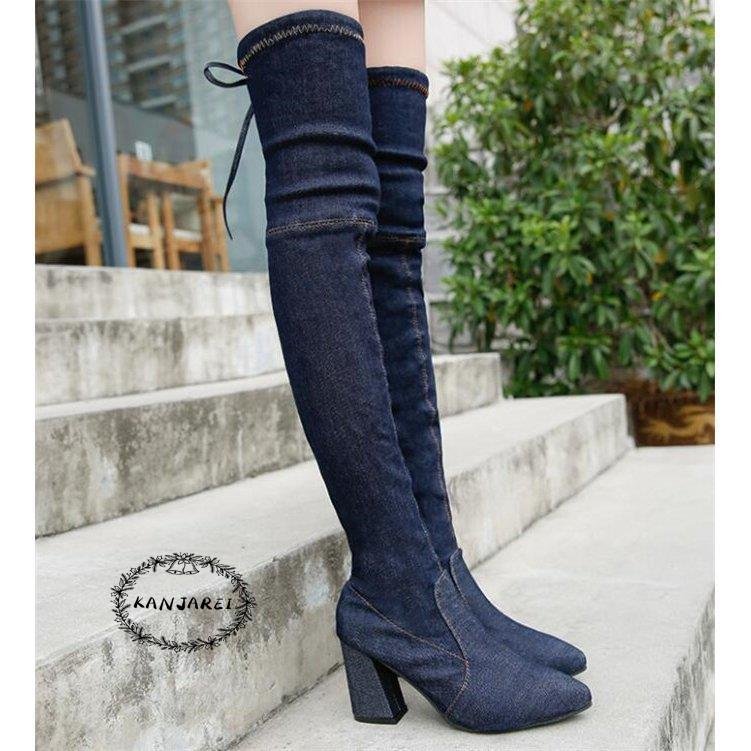 ブーツ レディース デニム ロングブーツ デニムブーツ スーパーロング ハイヒール 美脚 秋 冬 シ ブーツ レディース デニム ロングブーツ デニムブーツ スーパーロング ハイヒール 美脚 秋 冬 シ